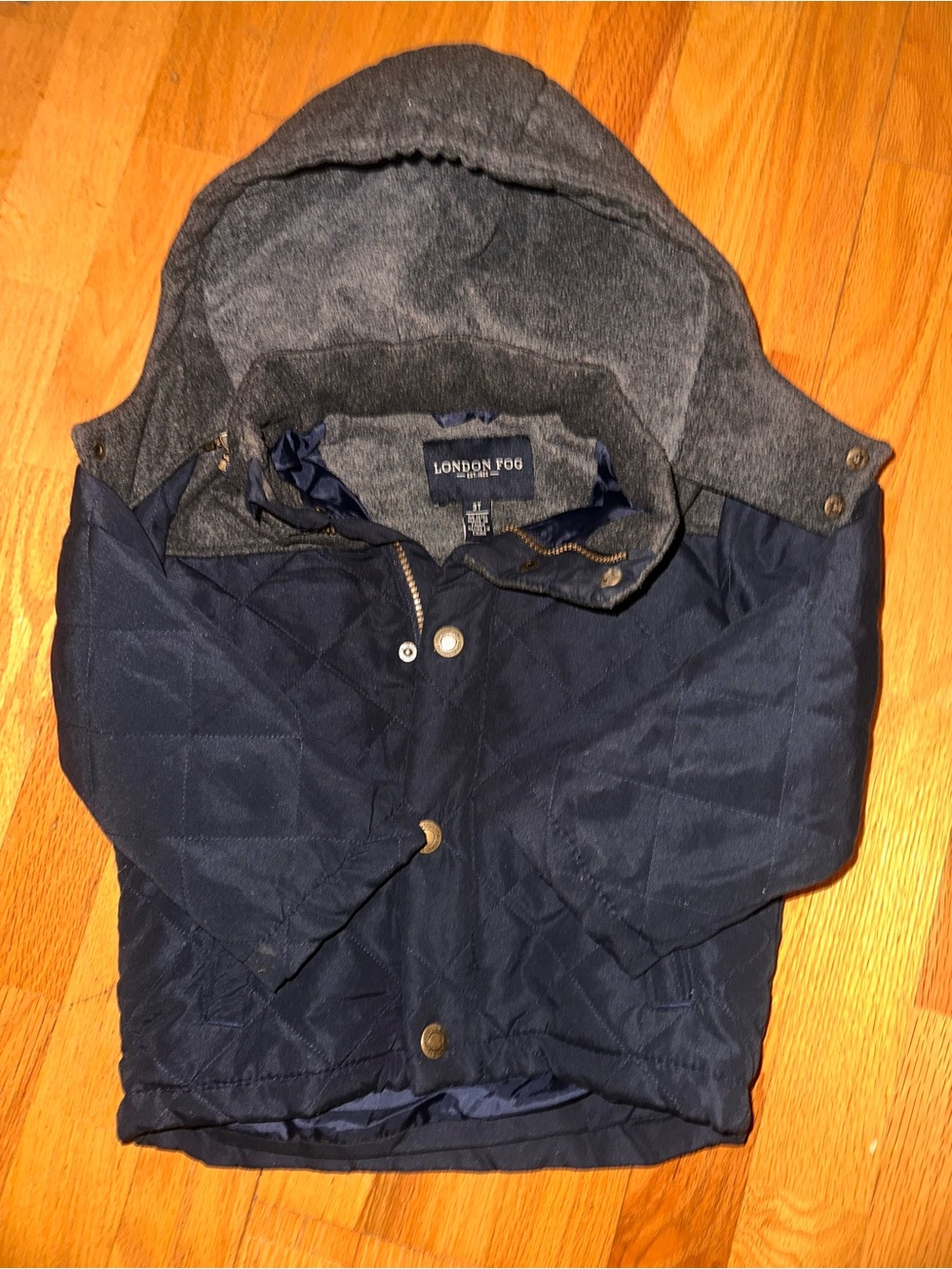 London Fog Navy Quilted Hooded Kids Puffer Jacket